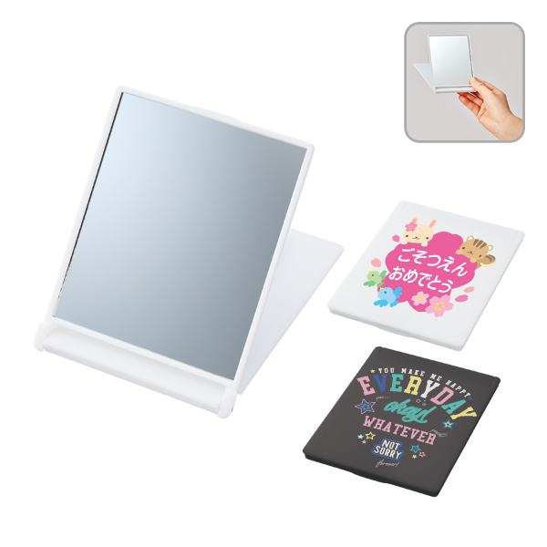 全面印刷できるマットスクエアミラー