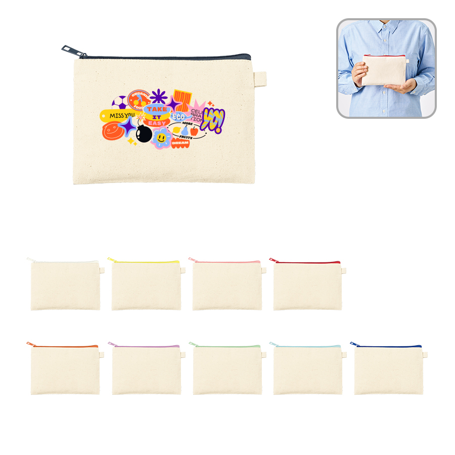 カラーファスナーキャンバスフラットポーチ(S)