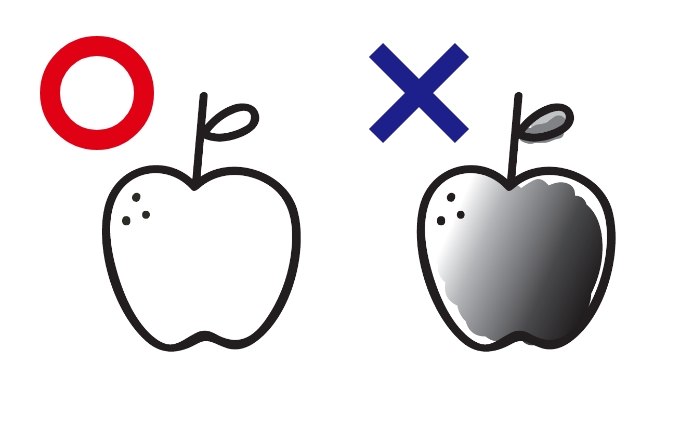 グラデーションや中間色の印刷はできません。