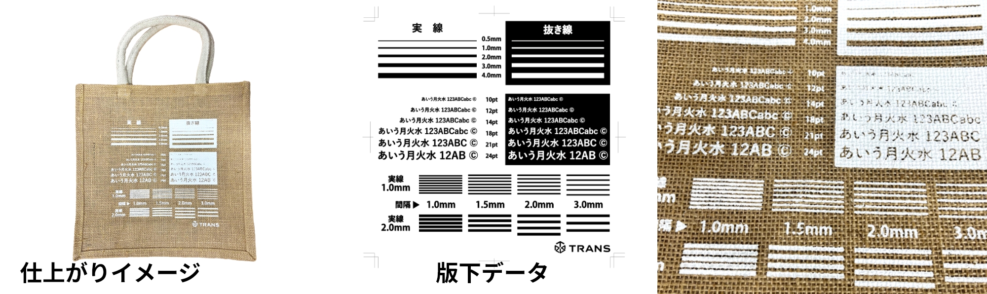 デニムロープトート(S)のシルク印刷(シルクスクリーン印刷)イメージ