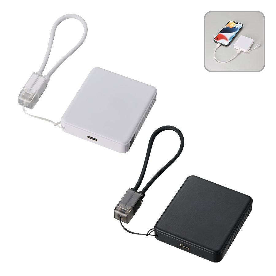 PD急速充電コードストラップ付モバイルチャージャー5000(全面印刷対応)