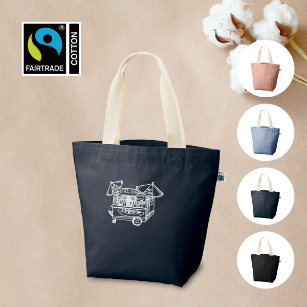 オリジナル　フェアトレードコットンキャンバストートバッグ(L)　内ポケット