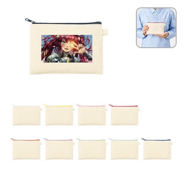 カラーファスナーキャンバスフラットポーチ(S)