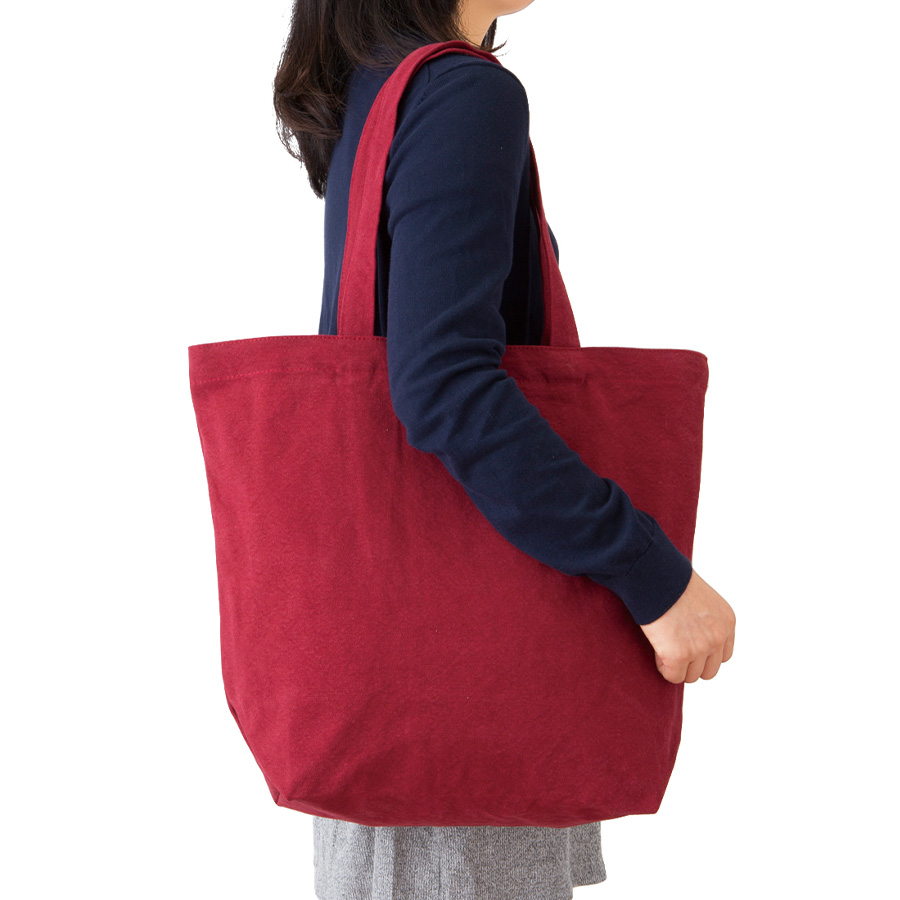 【大特価】オリジナル　ウォッシュキャンバストートバッグ(L)　ワインレッド