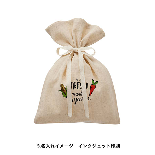 販促STYLE コットンリネンラッピング巾着(M) ナチュラルベージュ