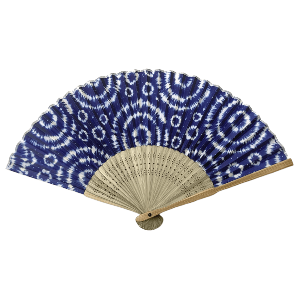 すす竹扇子　藍染しぼり