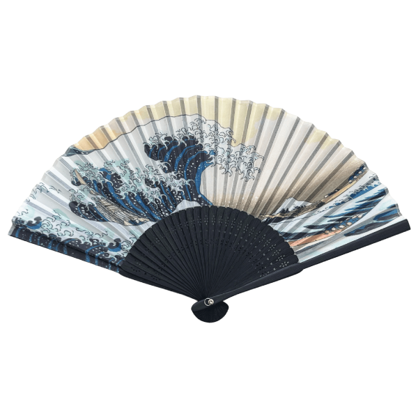 黒竹扇子　神奈川沖浪裏