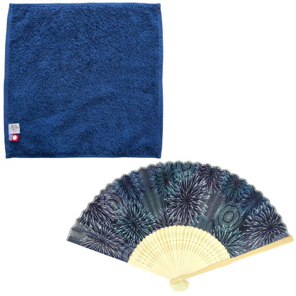 涼風セット　扇子＆今治タオルハンカチ　花火