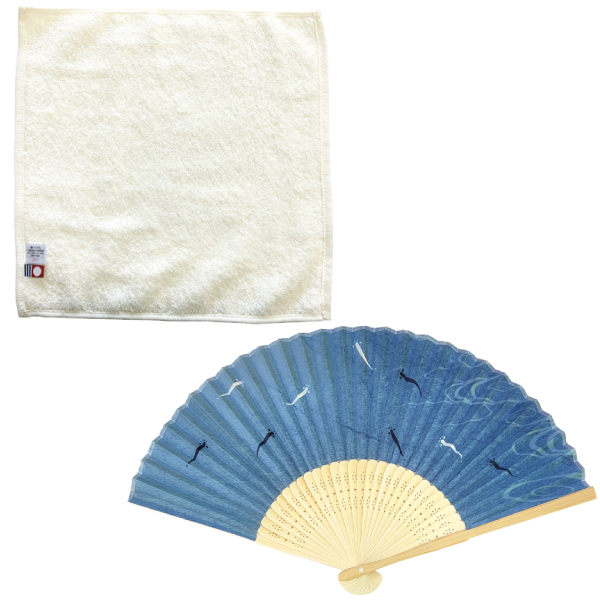涼風セット　扇子＆今治タオルハンカチ　鮎