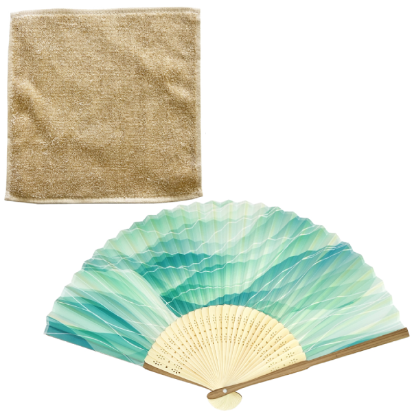 涼風セット　扇子＆抗菌タオルハンカチ　かすみ