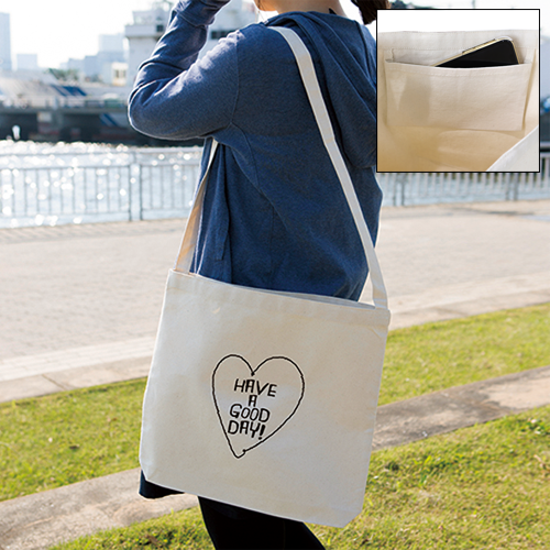 キャンバスショルダートート インナーポケット付 ナチュラル